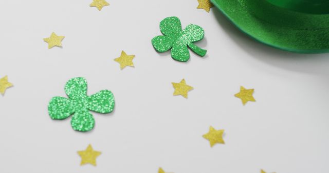 Glittery Shamrocks and Clovers on White Background for St. Patrick's Day - Download Free Stock Images Pikwizard.com