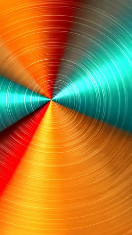 Rotating Teal, Red, Orange Wedges Over Concentric Rings | Vertical Abstract Motion Loop