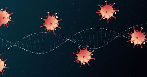 Spinning DNA Strand and COVID-19 Virus Cells in Digital Design