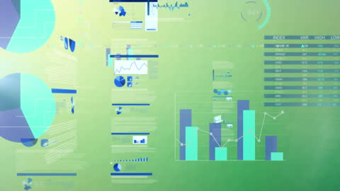 Digital Financial Analytics on Green Background