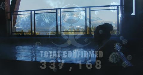 Digital Overlay of Pandemic Data over Relaxing Hot Spring - Download Free Stock Images Pikwizard.com