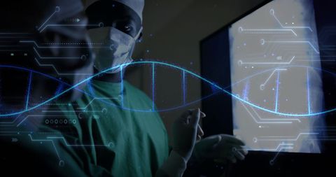 Surgeons in Hospital with DNA Strand Overlay Depicting Innovative Medicine - Download Free Stock Images Pikwizard.com