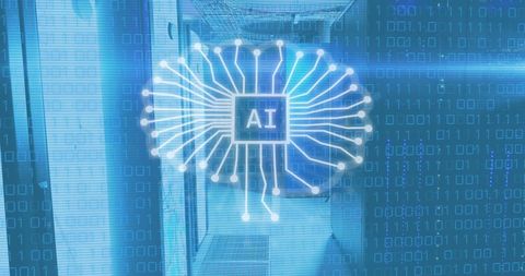 AI Chip with Binary Codes Overlay Server Room Technology - Download Free Stock Images Pikwizard.com