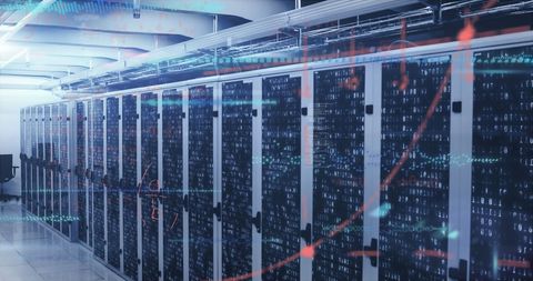 Advanced Server Room with Digital Data Overlay - Download Free Stock Images Pikwizard.com