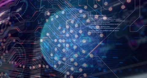 Digital Network Globe with Data Processing Overlay