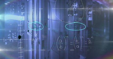 Mathematical Equations Projected on Digital Server Network - Download Free Stock Images Pikwizard.com