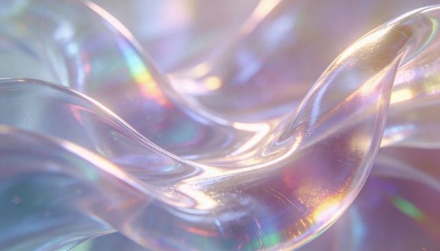Glassy Iridescent Wave Flowing Shimmering Pastel Ripples for Abstract Background Ethereal