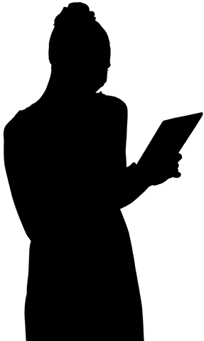 transparent silhouette of woman with tablet for tech concepts - Download Free Stock Videos Pikwizard.com