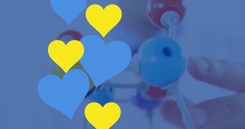 Digital combination of heart symbols and chemical model