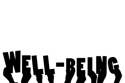 Transparent hands illustration with well-being text on png background