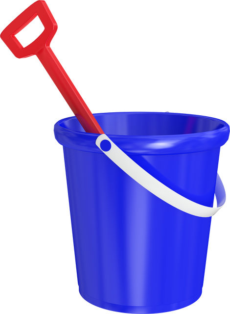 Close-up of Transparent Blue Bucket With Red Shovel - Download Free Stock Videos Pikwizard.com