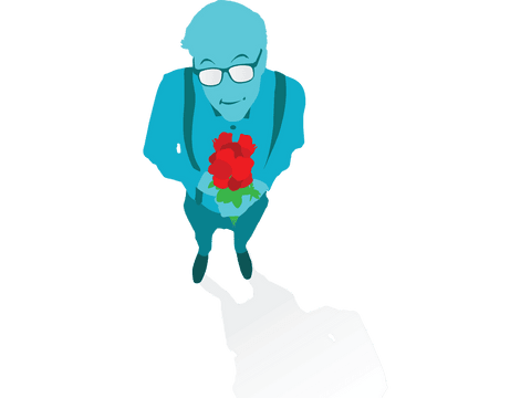 High Angle of Man with Red Flowers Vector on Transparent Background - Download Free Stock Videos Pikwizard.com