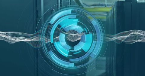 Digital Data Processing Overlay in High-Tech Server Room