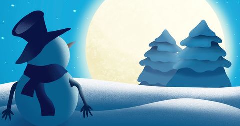 Snowman and Santa Silhouette under Full Moon with Reindeers - Download Free Stock Images Pikwizard.com
