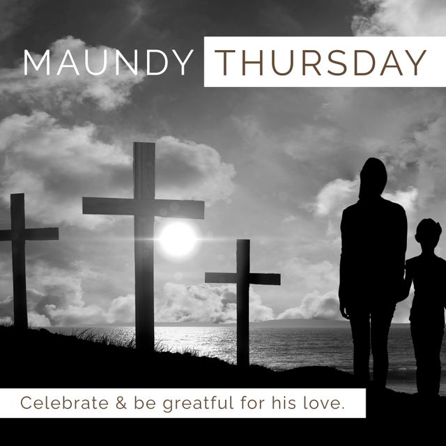 Maundy Thursday Celebration with Cross Silhouettes - Download Free Stock Templates Pikwizard.com