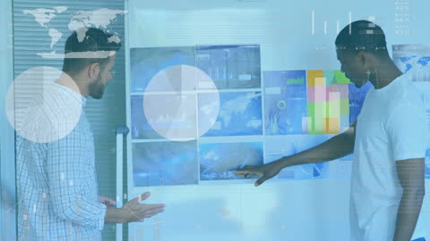 Diverse Colleagues Analyzing Infographic Data in Modern Office