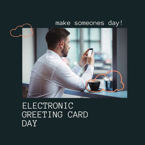 businessman celebrating electronic greeting card day - Download Free Stock Templates Pikwizard.com