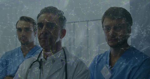 Medical Professionals Analyzing Data Overlay Healthcare Technology