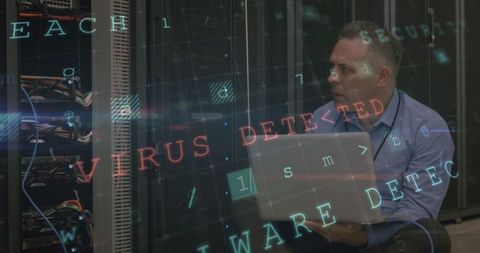 Cyber Attack Alert in Data Center with Technician and Server - Download Free Stock Images Pikwizard.com
