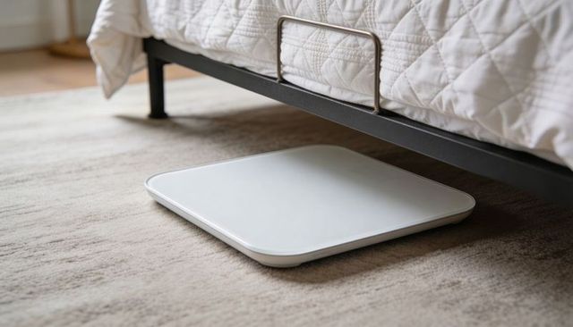 Slim under-bed sleep sensor pad monitoring movement, weight and breathing for smart home