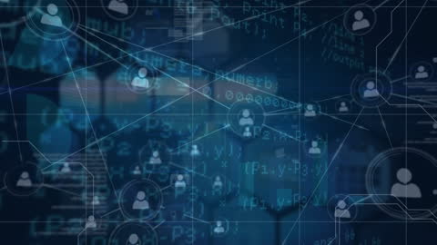 Digital Data Network Interface in Blue Virtual Grid