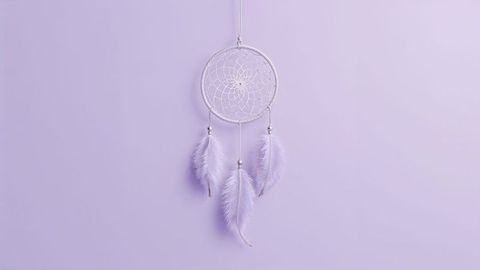 Pastel purple dreamcatcher with feathers and beads