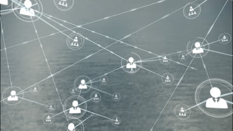 Digital Network over Calm Sea During Dusk Creates Connected World
