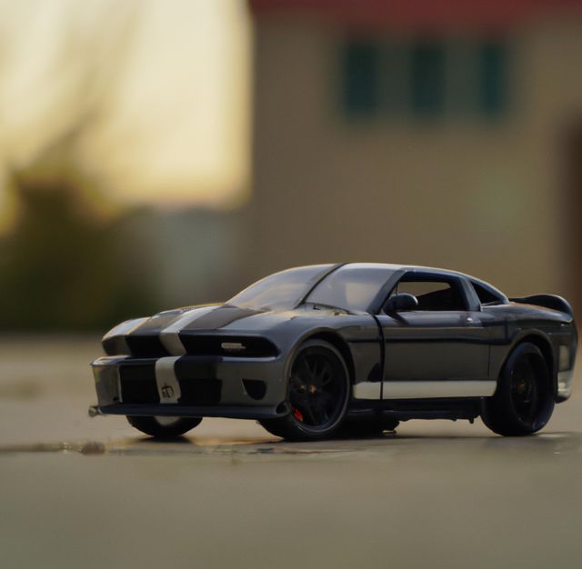 Black and White Toy Sports Car on Outdoor Surface - Download Free Stock Images Pikwizard.com