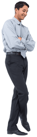 Joyful Biracial Businessman Standing in Confident Pose on Transparent Background