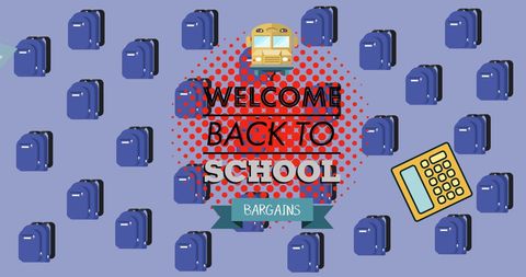 Back to school sale advertisement with school supplies graphics