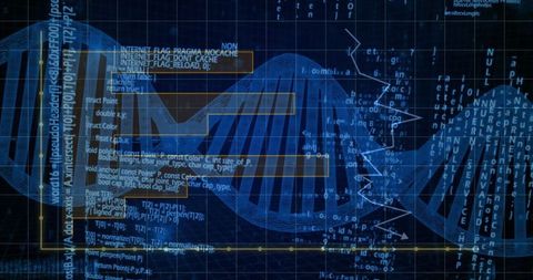 Digital dna strand with futuristic data code integration