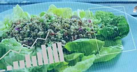 Healthy Quinoa Salad with Technology and Data Overlay