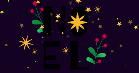 Festive Noel Christmas Animation with Stars and Mistletoe