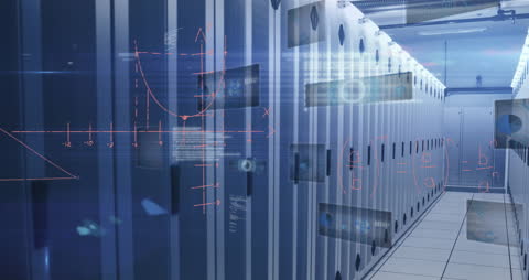 Digital Analytics Overlay in Modern Server Room