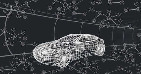 Wireframe Car Model in Digital Networked Tunnel