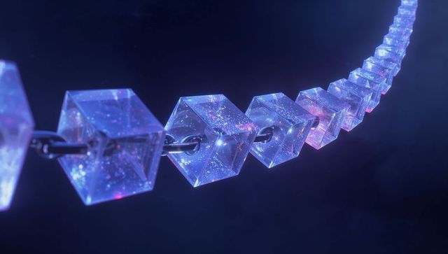 Futuristic Chain of Translucent Cubes in Virtual Ambient Light