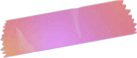 Abstract jagged ribbon with pink violet gradient on transparent background