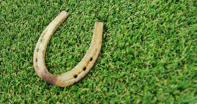 Old Horseshoe Lying on Fresh Green Grass - Download Free Stock Images Pikwizard.com