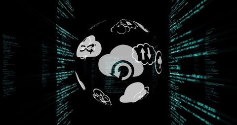 Digital Globe with Social Icons and Data Streams