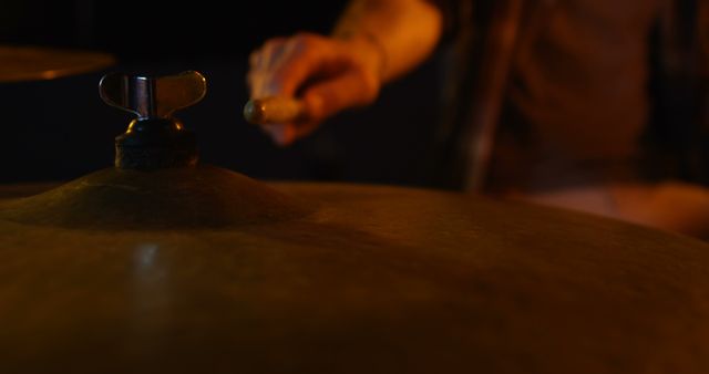 Close-up of Drum Kit Cymbal Being Played - Download Free Stock Images Pikwizard.com