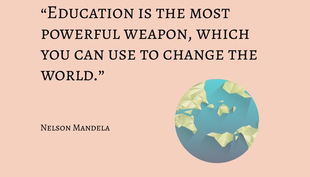 This inspirational visual features a significant education quote by Nelson Mandela, set against a stylized globe with abstract paper planes. Ideal for use in educational settings, conference promotions, classroom decorations, social media graphics, or as a motivational desk poster. Encourages dialogue on the transformative power of education and inspires actions toward global change.