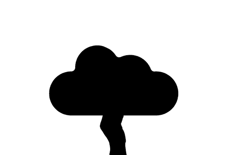 Transparent hand holding black cloud on network background