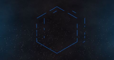 Blue Neon Hexagon with Radiant Energy In Motion