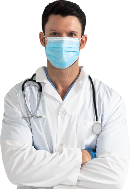 Transparent Health Worker with Mask and Stethoscope Facing Camera - Download Free Stock Videos Pikwizard.com