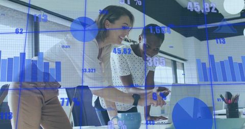 Dynamic Duo Analyzing Business Data with Tech Overlay