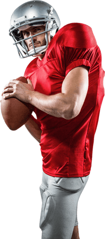 Transparent Football Athlete Holding Ball in Red Uniform - Download Free Stock Videos Pikwizard.com