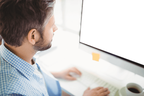 man operating on computer with transparent monitor concept - Download Free Stock Videos Pikwizard.com