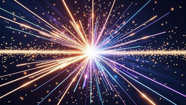 Vibrant Multicolored Light Burst on Dark Background