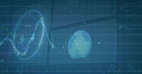 Displaying Financial Dashboard with Interactive Line Charts, Pie Chart, Analytics Overlay