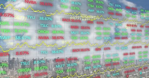 Dynamic Stock Market Data Display Over Urban Cityscape - Download Free Stock Images Pikwizard.com